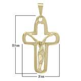 14k Yellow Gold Jesus Christ Pendant Religious Crucifix Cross Charm 5.9 grams - Yellow