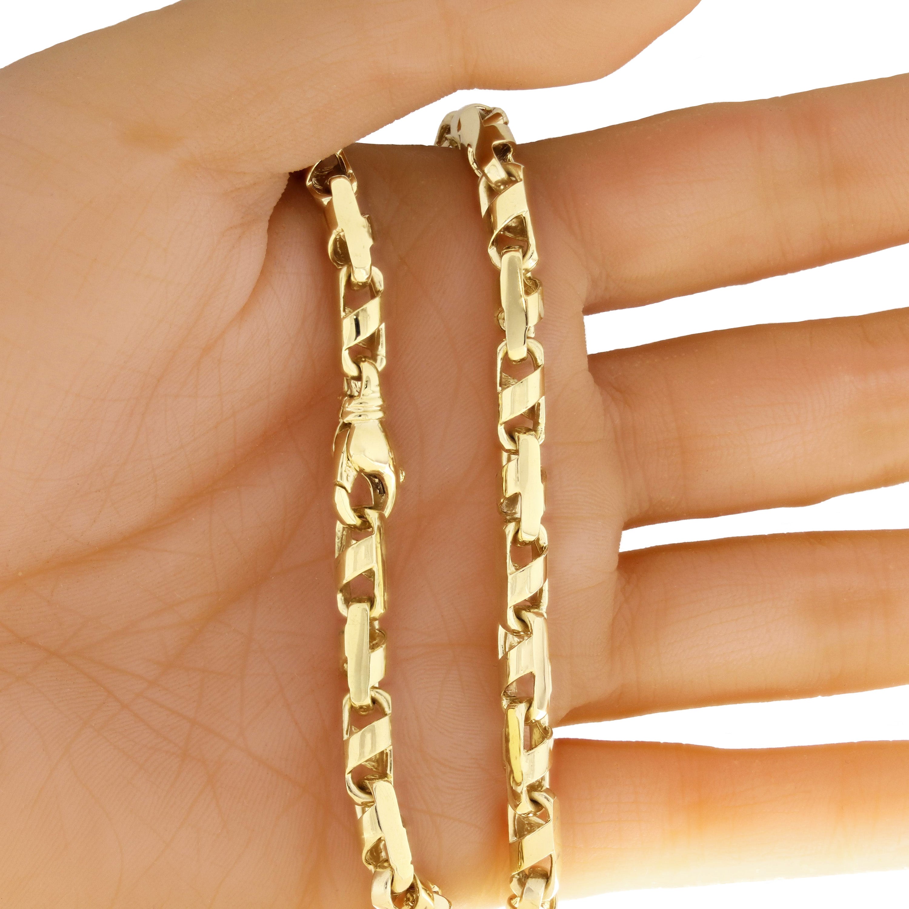 14k Yellow Gold Handmade Fashion Link Necklace 23" 5.5mm 66.3 grams - Yellow,23"