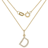 14k Yellow Gold Diamond Initial Letter D Charm Pendant Necklace 18" - Letter D,Yellow
