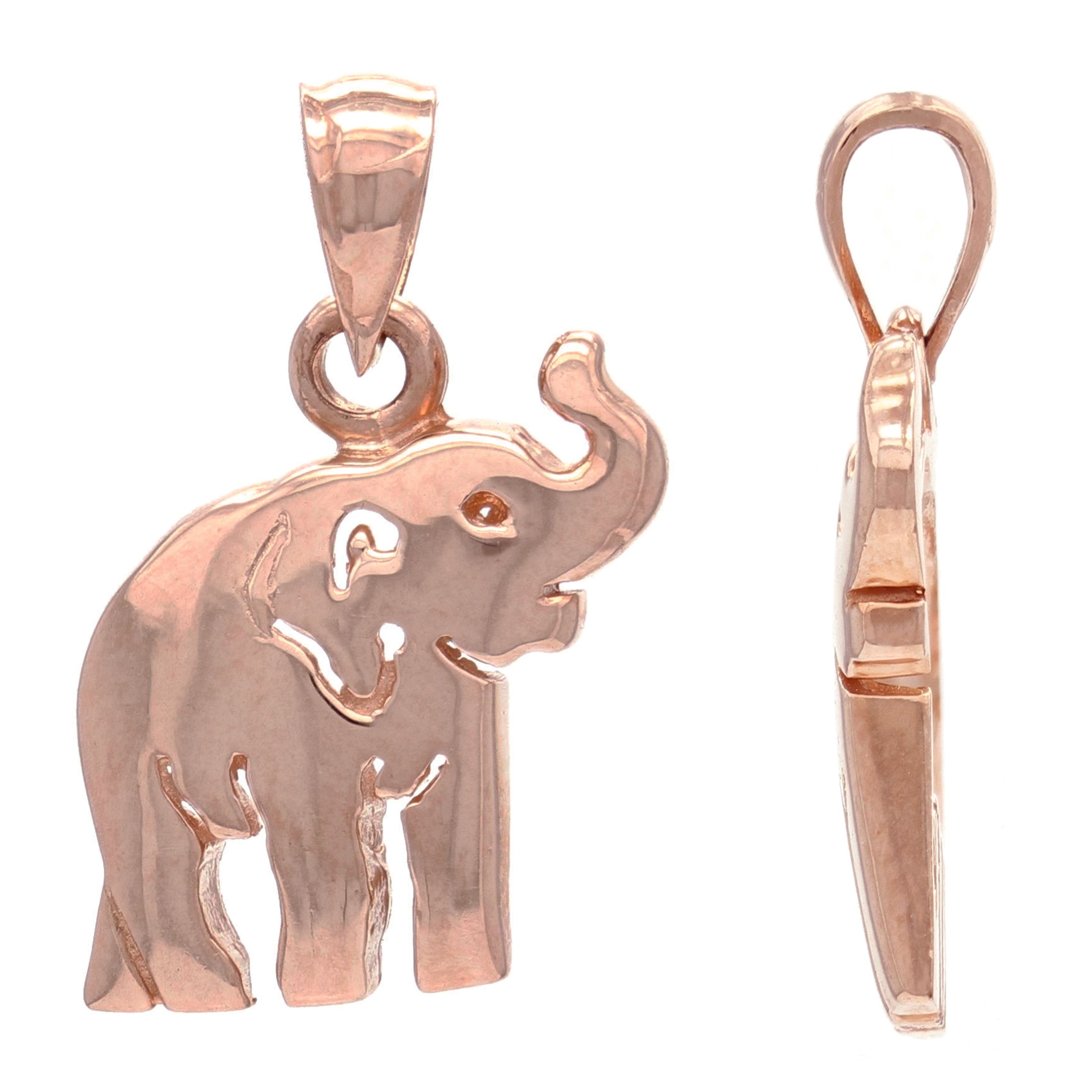 14k Rose Gold High Polish Good Luck Charm 3D Elephant Pendant 2.4 grams - Rose