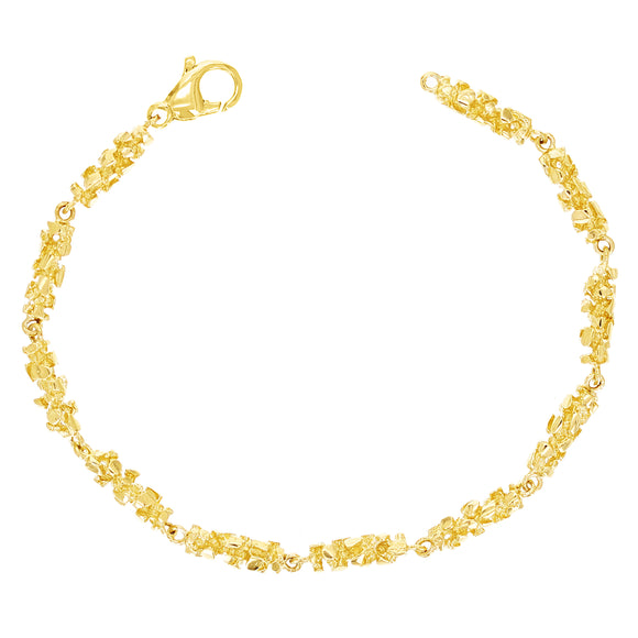 10k Yellow Gold Solid Handmade Nugget Link Bracelet 7