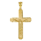 14k Yellow Gold Solid Crucifix Cross Charm Pendant 2.4" 8 grams