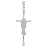 14k White Gold Jesus Christ Face Crucifix Cross Charm Pendant 1.8" 2.8 grams - White