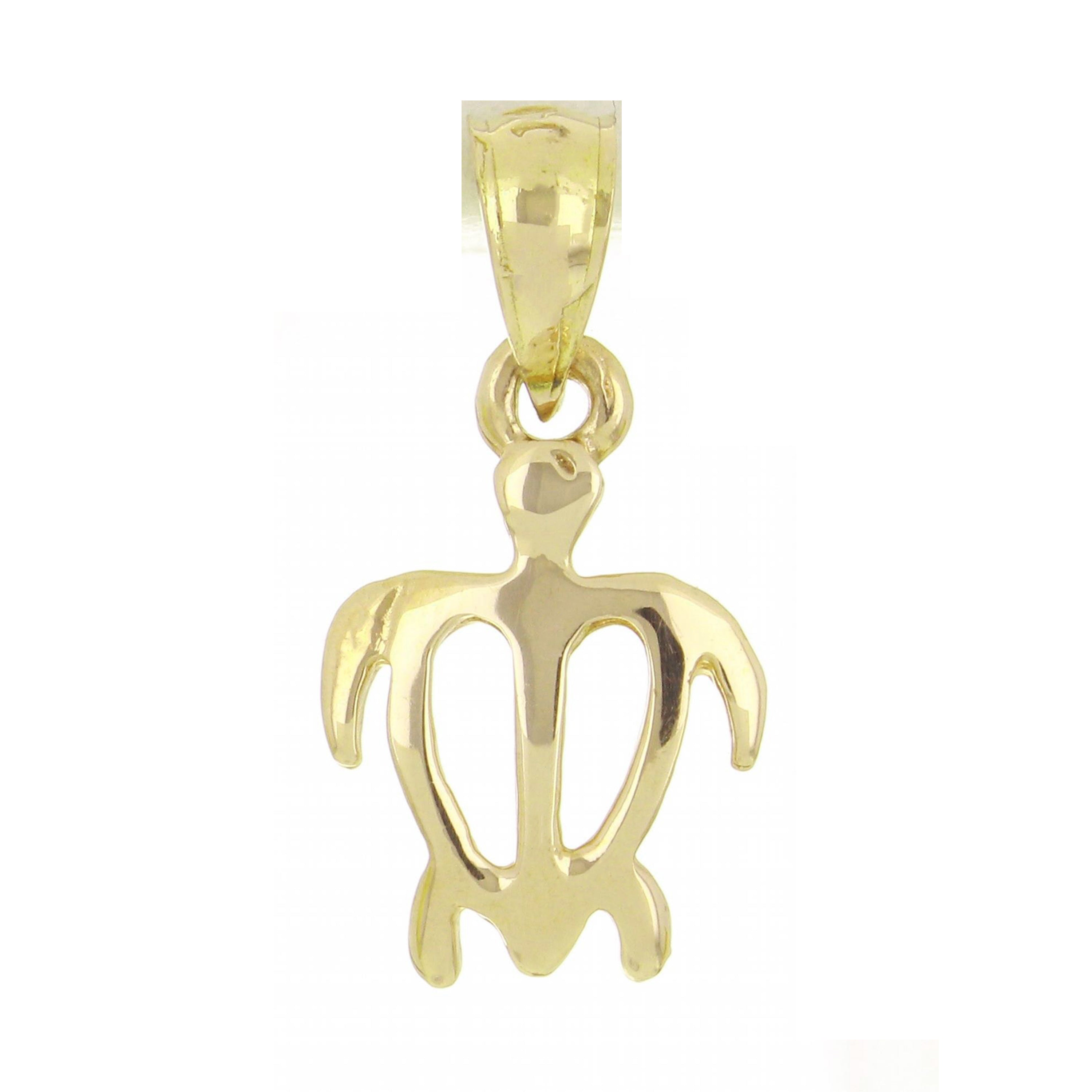 14k Yellow White or Rose Gold Hawaiian Sea Turtle Charm Pendant Small or Medium