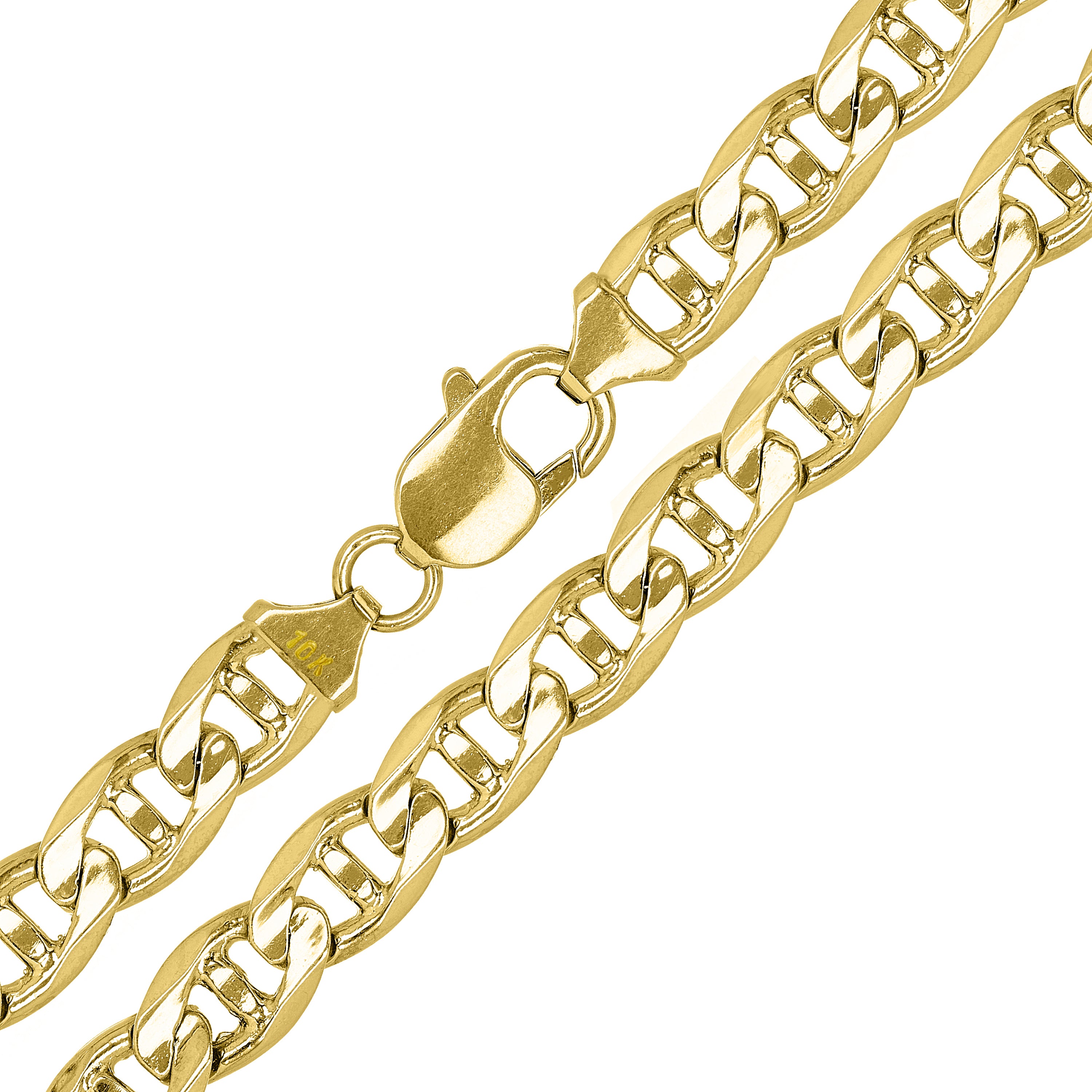 10k Yellow Gold Solid Anchor Mariner Link Chain Necklace 20" 7.7mm 46.7 grams - Yellow,20"