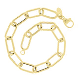 Italian 14k Yellow Gold Hollow Twisted Paper Clip Link Bracelet 8.5" 7.5mm 5.2g