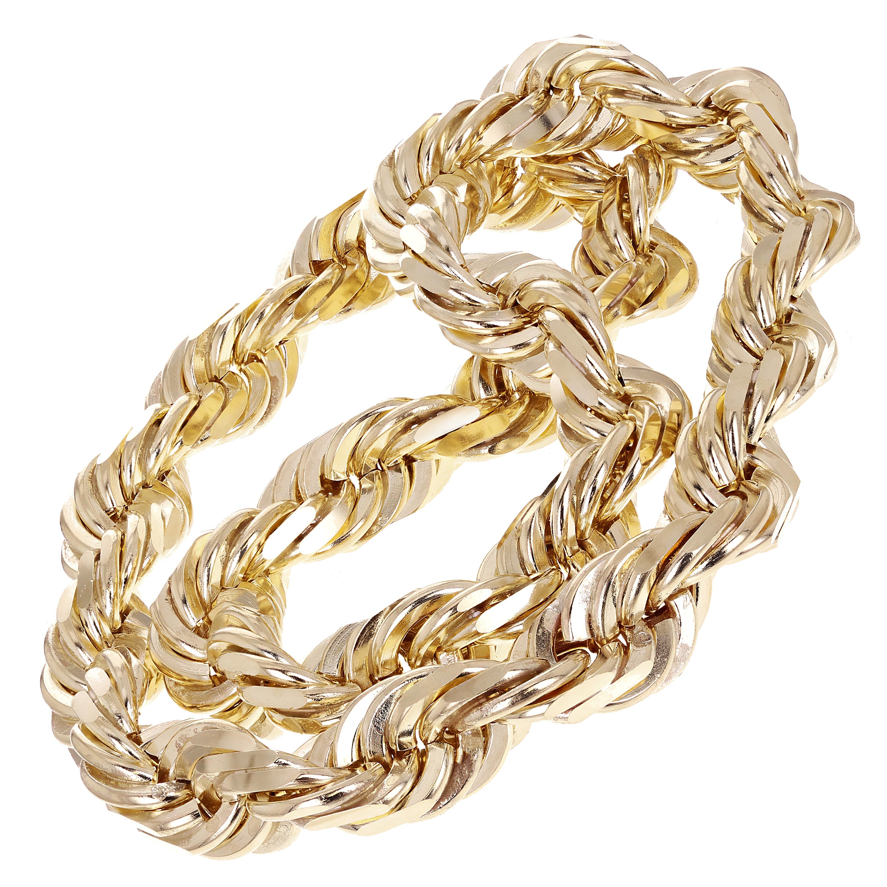 Men's Solid 14k Yellow Gold Diamond Cut Rope Chain 30" 21mm 982 grams