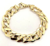 Men's 14k Yellow Gold Solid Heavy Cuban Link Chain Bracelet 9.5" 15.6mm 86.6g - 9.5"