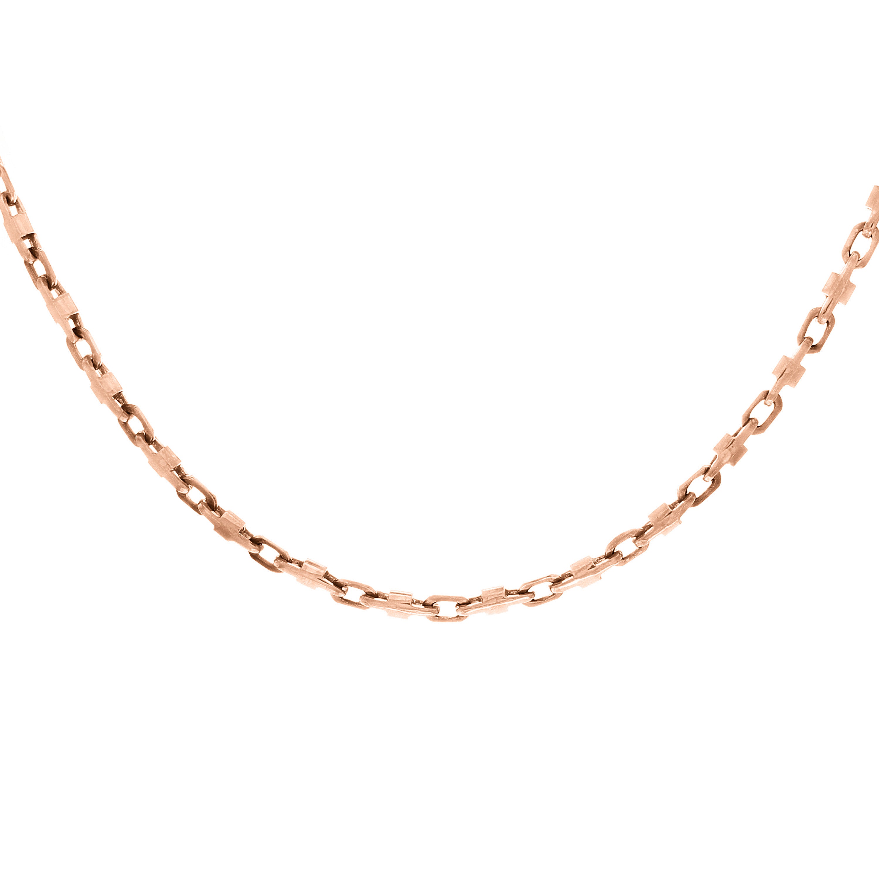 Men's 14k Rose Gold Handmade Fashion Link Necklace 26" 4mm - Rose,26"