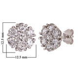 14k White Gold Flower Cluster Round Diamond Stud Earrings 4.67ctw 12.5mm 4.7g