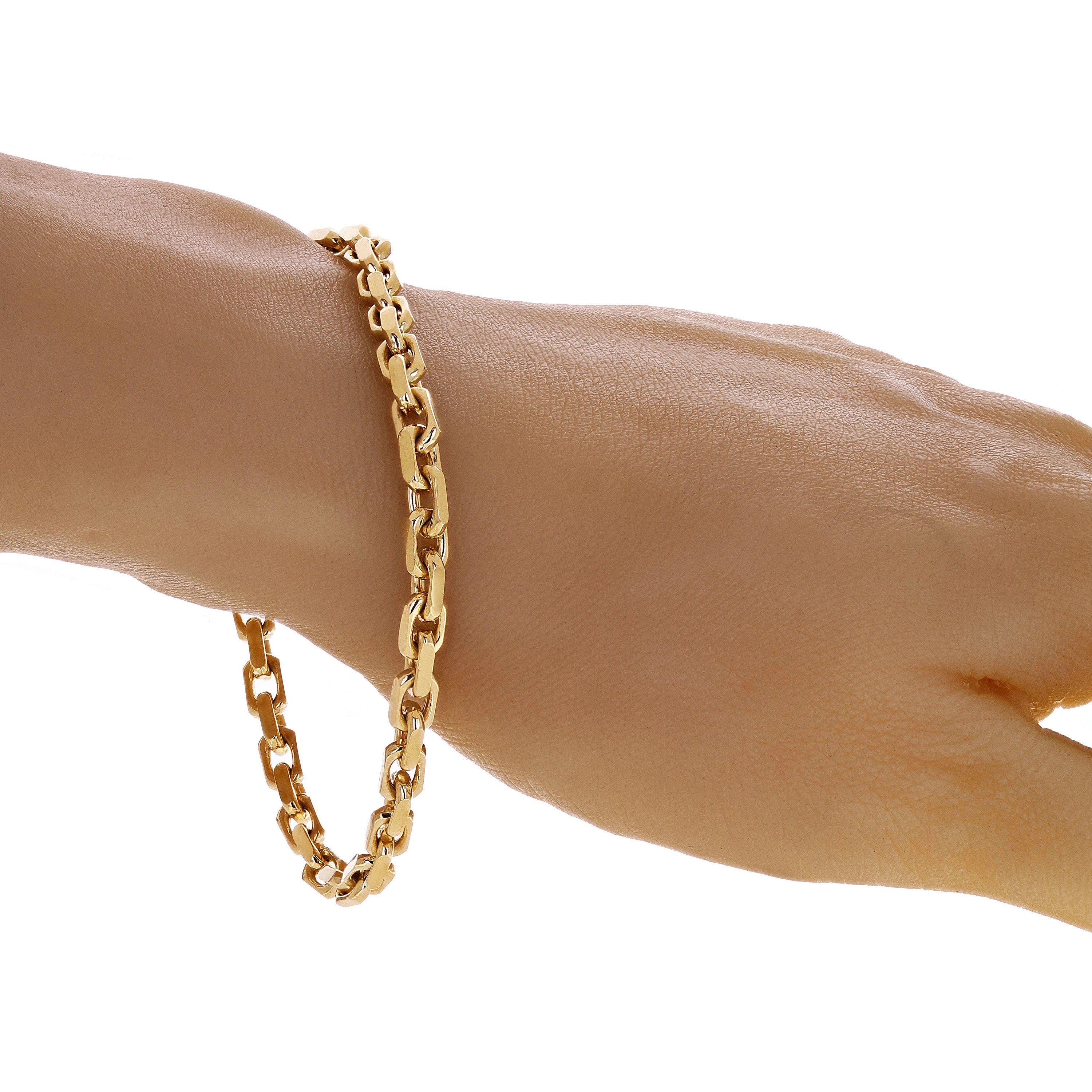 10k Yellow Gold Solid Handmade Fashion Link Chain Bracelet 7" 4.8mm 16.6 grams - 7"