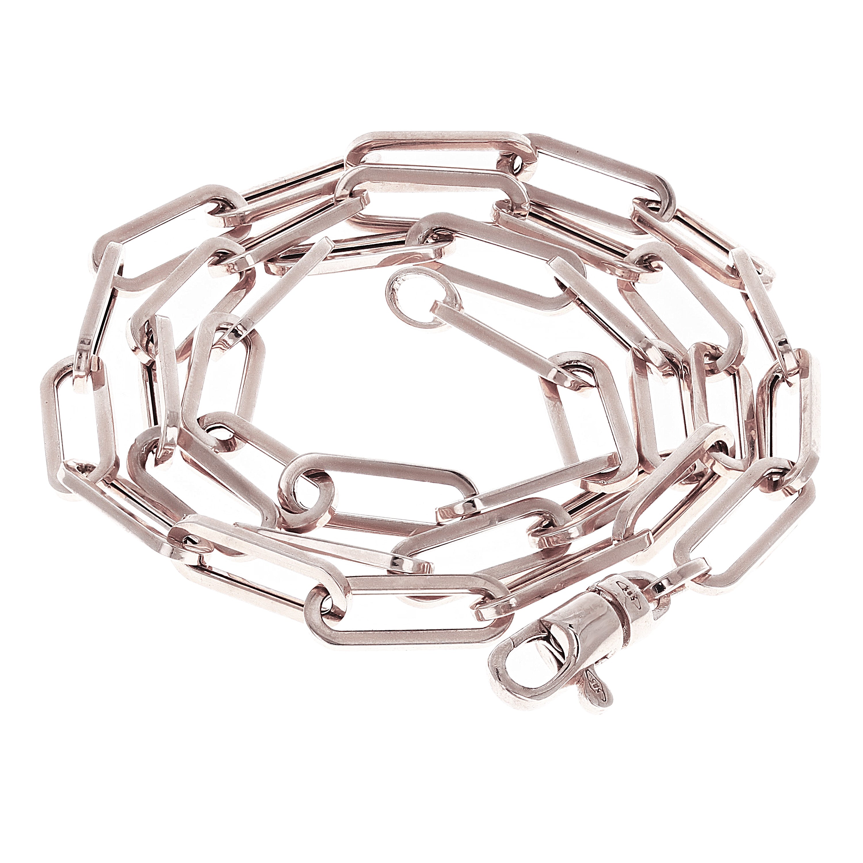 Italian 14k White Gold Hollow Paper Clip Link Chain Necklace 16" 4.7mm 6.3 grams - White,16" 6.3 grams