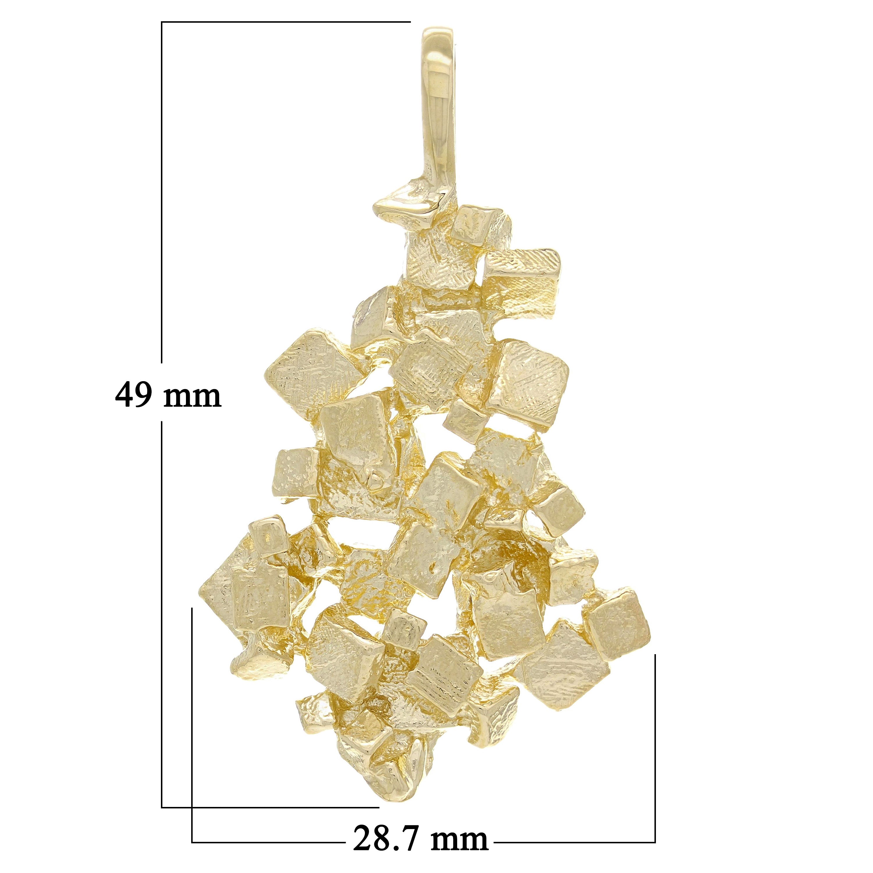10k Yellow Gold Heavy Chunky 3D Free Form Nugget Pendant 1.9" 13 grams