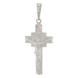 14k White Gold Jesus Christ Crucifix Cross Religious Charm Pendant 1.5" 2.5grams - White