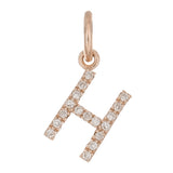 14k Rose Gold Diamond Initial Letter H Charm Pendant - Letter H,Rose
