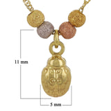 14k Tri Color Gold Ball Beads Lady Bug Charms Singapore Chain Necklace 17"
