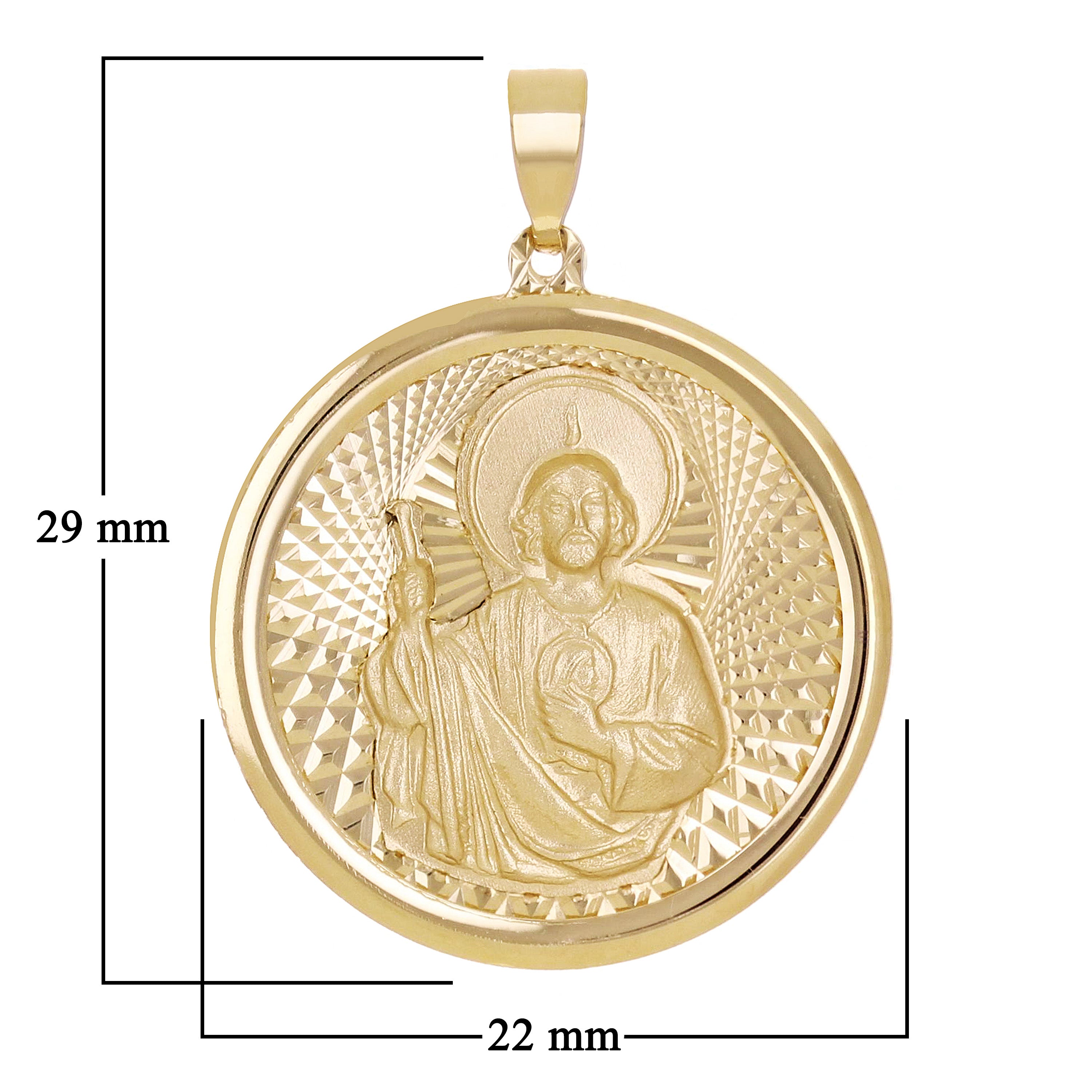 Italian 14k Yellow Gold Saint Jude Medal Charm Pendant 1.1" 2.5 grams - 2.5 grams