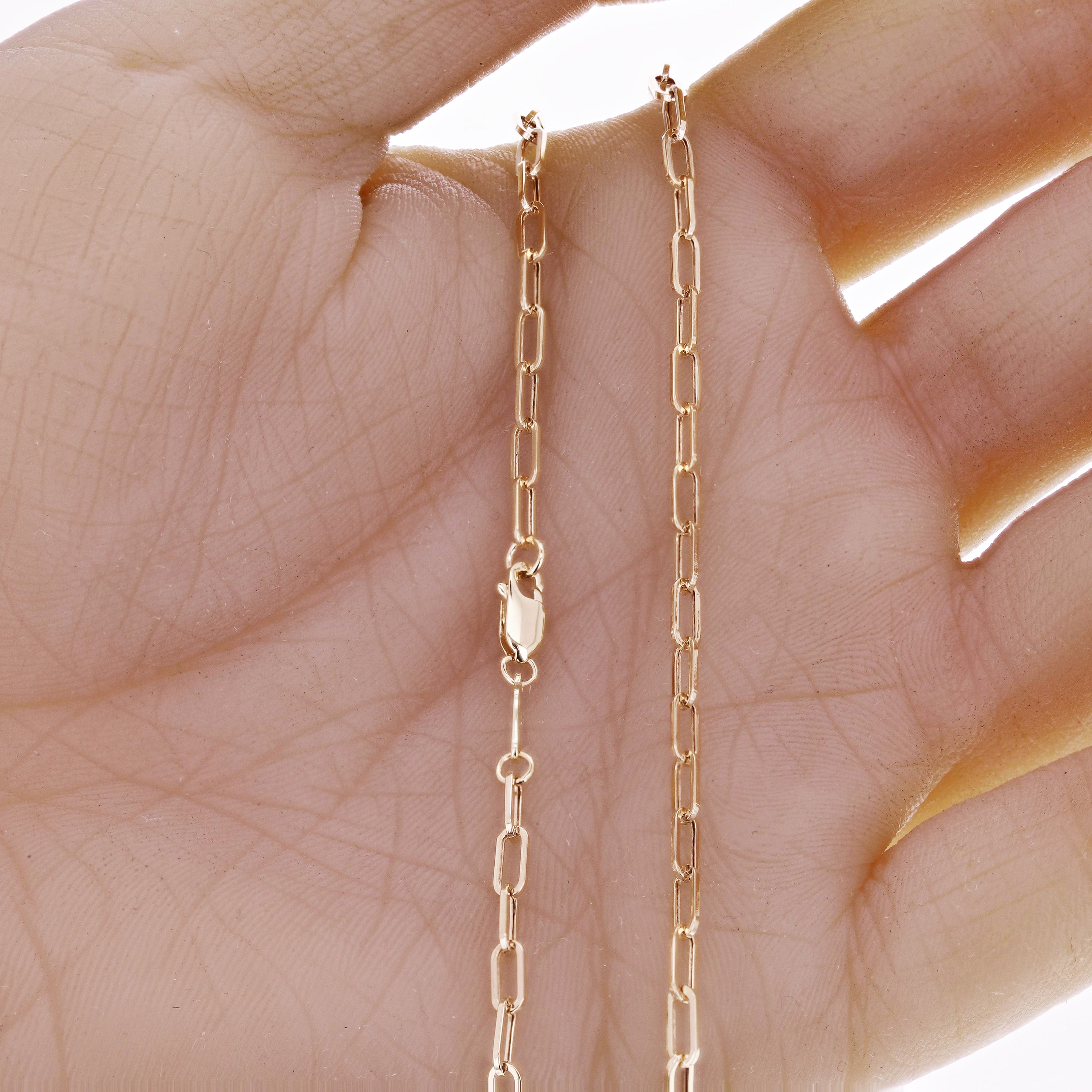 Italian 14k Yellow Gold Hollow Paper Clip Link Chain Necklace 18" 2.5mm 2.3 grams - 18" 2.3 grams