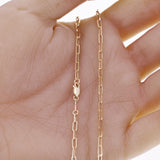 Italian 14k Yellow Gold Hollow Paper Clip Link Chain Necklace 18" 2.5mm 2.3 grams - 18" 2.3 grams