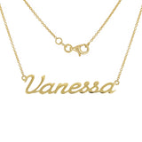 14k Yellow Gold Personalized Script Name Plate Pendant Necklace Adj.16-20" Chain