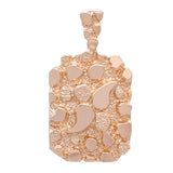 10k Rose Gold Solid Big Chunky Rectangle Nugget Pendant 1.4" 8.6 grams - Rose
