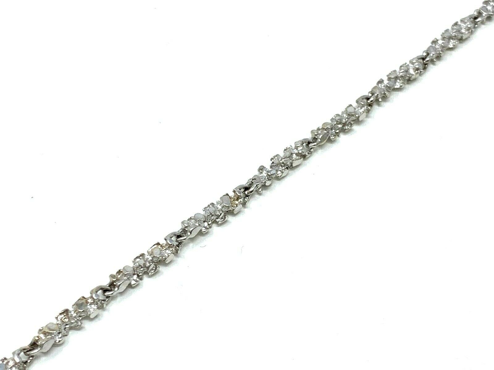 14k White Gold Nugget Bracelet 8" 4mm 10.5 grams - White,8"