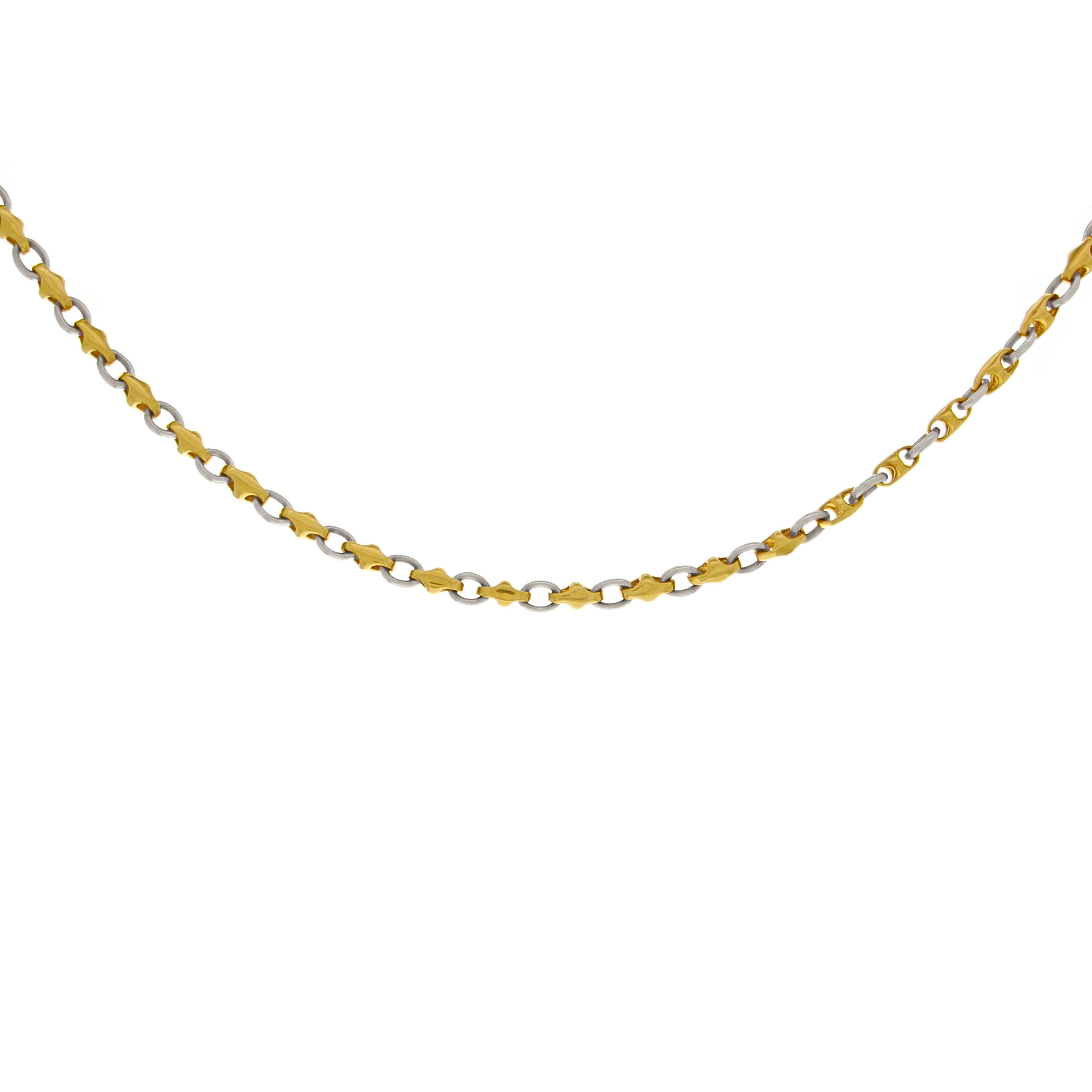 14k Two Tone Gold Handmade Fashion Link Necklace 24" 4mm 30.5 grams
