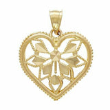 14K Yellow Gold Filigree Heart Charm Pendant 24.8mm x 20mm 2.9 grams