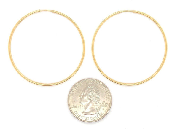 925 Sterling Silver Gold Plated Round Hoop Loop Earrings Hollow 1.5
