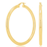Italian 14k Yellow Gold High Polish 4mm 2" Diameter Round Hoop Earrings 5 grams