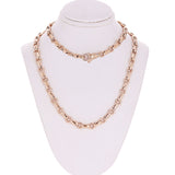 14k Rose Gold Handmade Fashion Link Necklace 20" 6.5mm - 20"