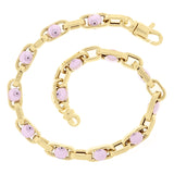 Italian 14k Yellow & White Gold Ovall Round Beads Links Bracelet 8.5" 5.5mm 8.4g