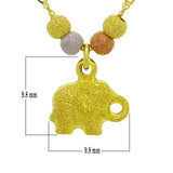 14k Tri Color Gold Ball Beads Teddy Bear Charm Singapore Chain Necklace 17" - Teddy Bear Satin Finish