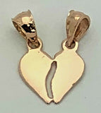 14k Rose Gold High Polished Breakable Heart Charm Pendant 1.3 grams