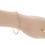 Italian 14k Yellow Gold Hollow Paper Clip Chain Bracelet 7.5" 3.3mm 1.7 grams - 7.25" 3mm