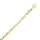 Italian 14k Yellow Gold Oval Rolo Link Chain Charm Bracelet 7.5" 4 grams