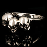 14k White Gold Triple Hamlet Skull Ring Size 13 - White,Ring Size 13