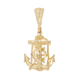 14k Yellow Gold Jesus Christ Crucifix Mariner Anchor Charm Pendant 1" 1.2 grams
