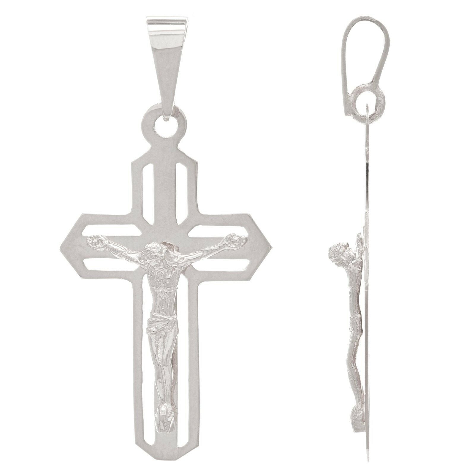 925 Sterling Silver Christian Jesus Christ Catholic Crucifix Cross Pendant
