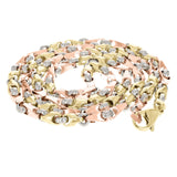 Men's Solid 10k Tri Color Gold Handmade Fashion Link Necklace 30" 5mm 56.5 grams - Tri-Color,30"