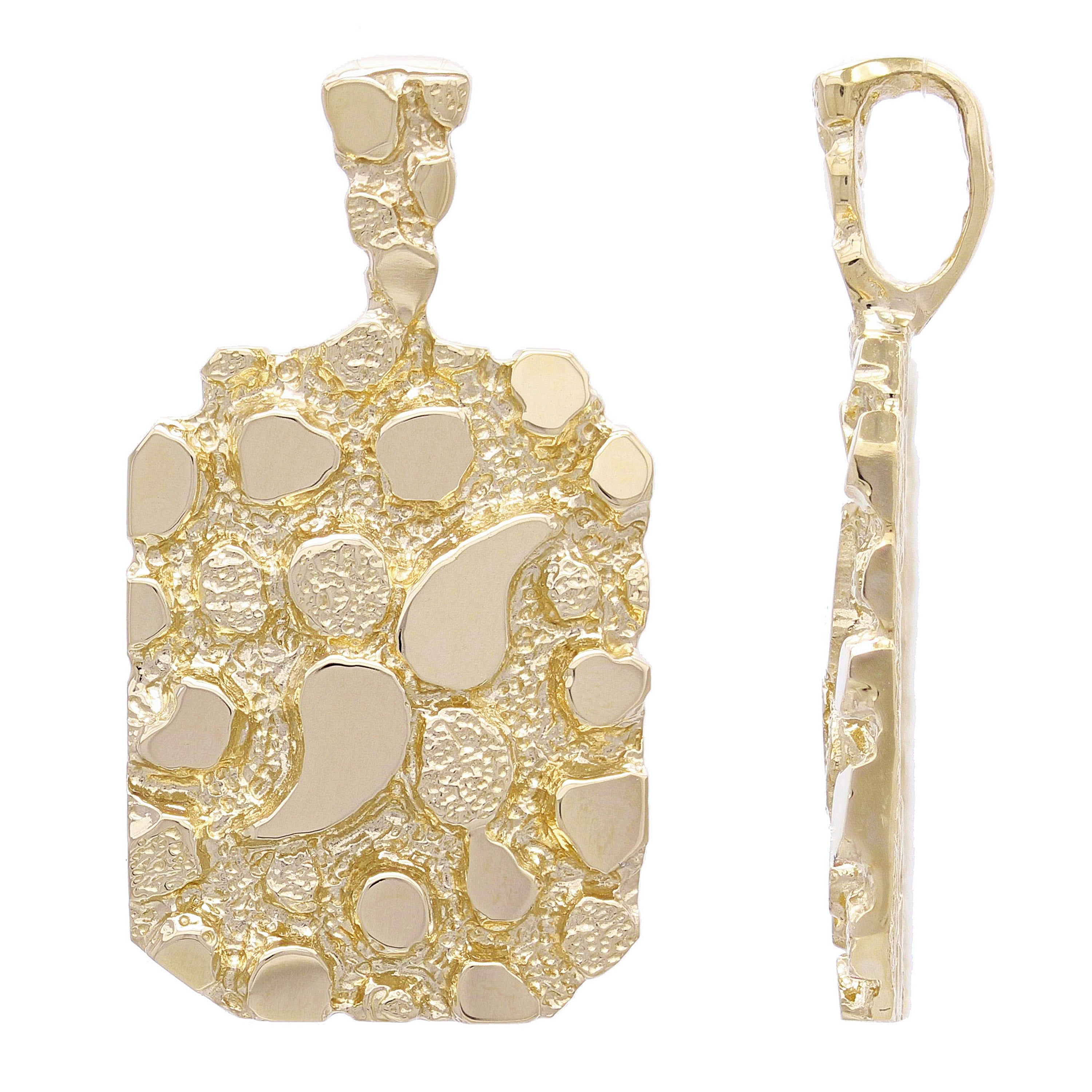 10k Yellow Gold Solid Big Chunky Rectangle Nugget Pendant 1.4" 8.6 grams - Yellow