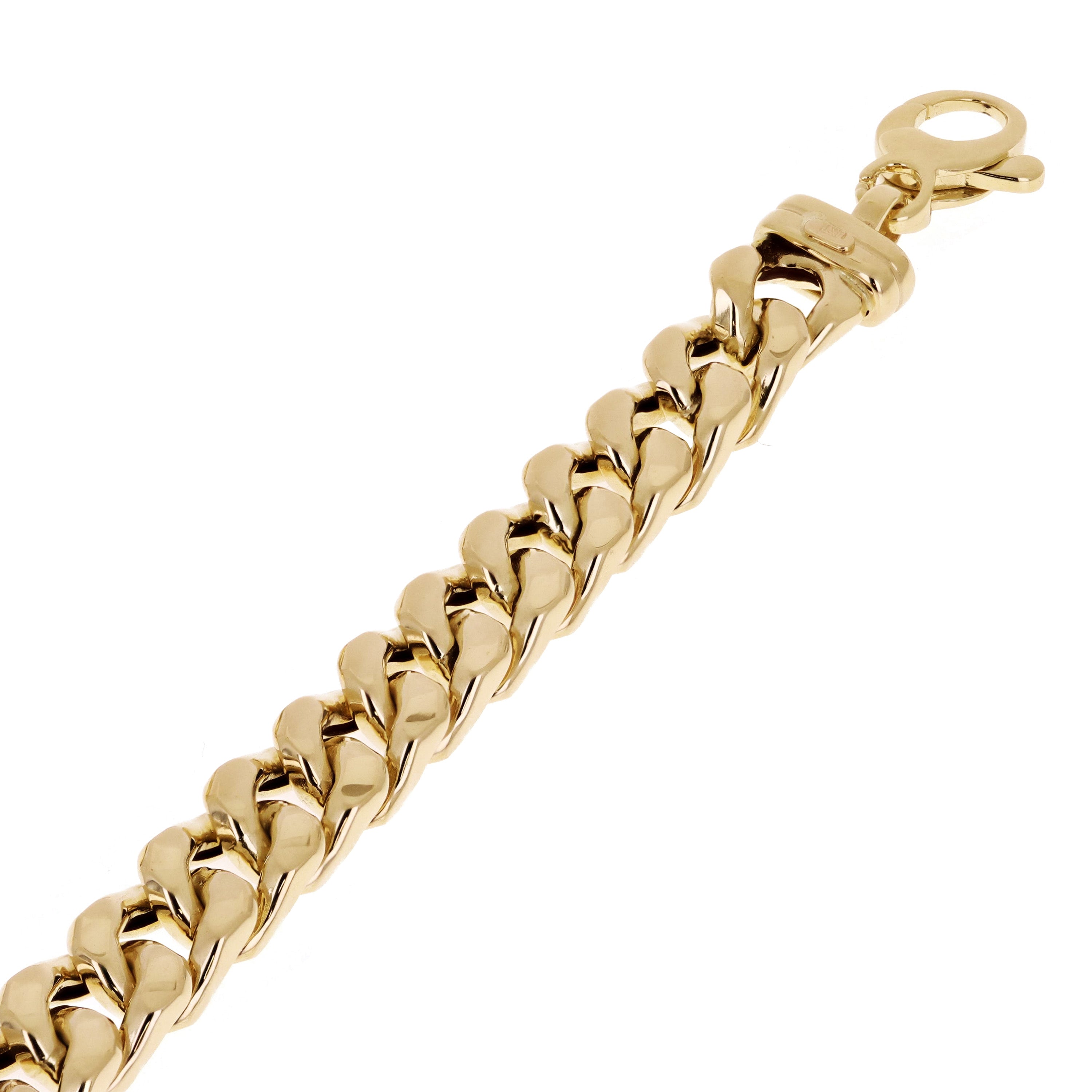 Italian 14k Yellow Gold Hollow Cuban Link Chain Bracelet 8" 7.6mm 12.4 grams