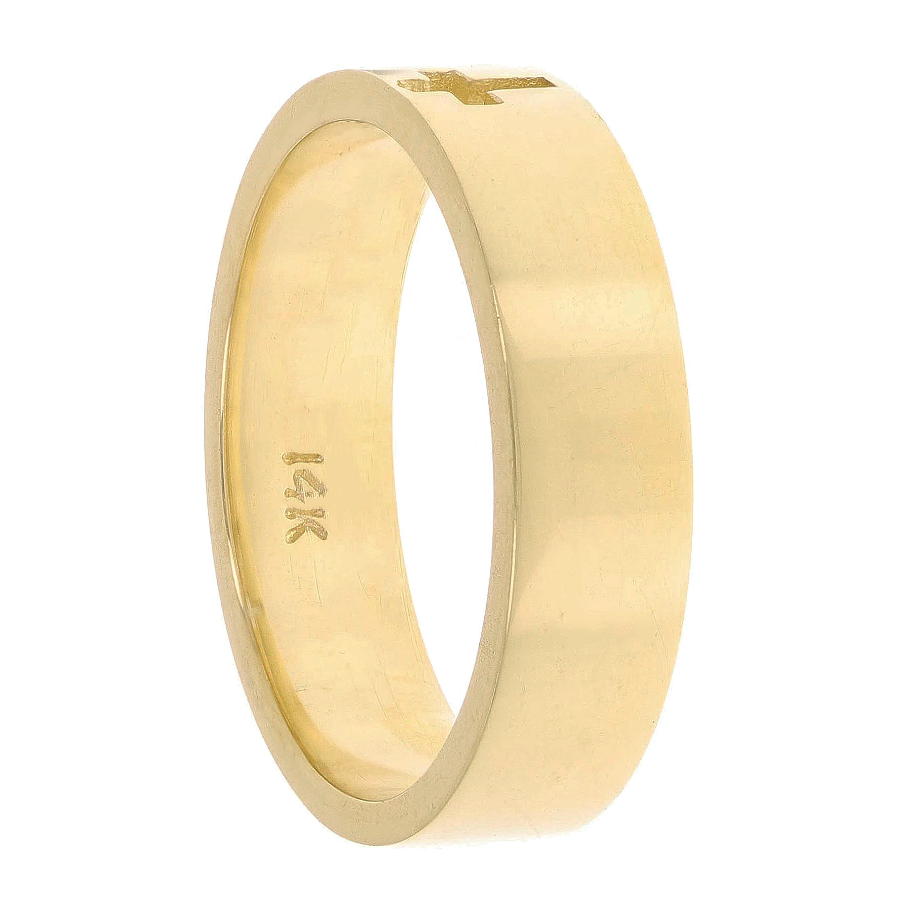 14k Yellow Gold Cutout Cross Ring Band Size 6.5 - 5mm 4.8 grams