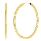 Italian 14k Yellow Gold High Polish Round Endless Hoop Earrings  22mmx1.5mm 0.7g