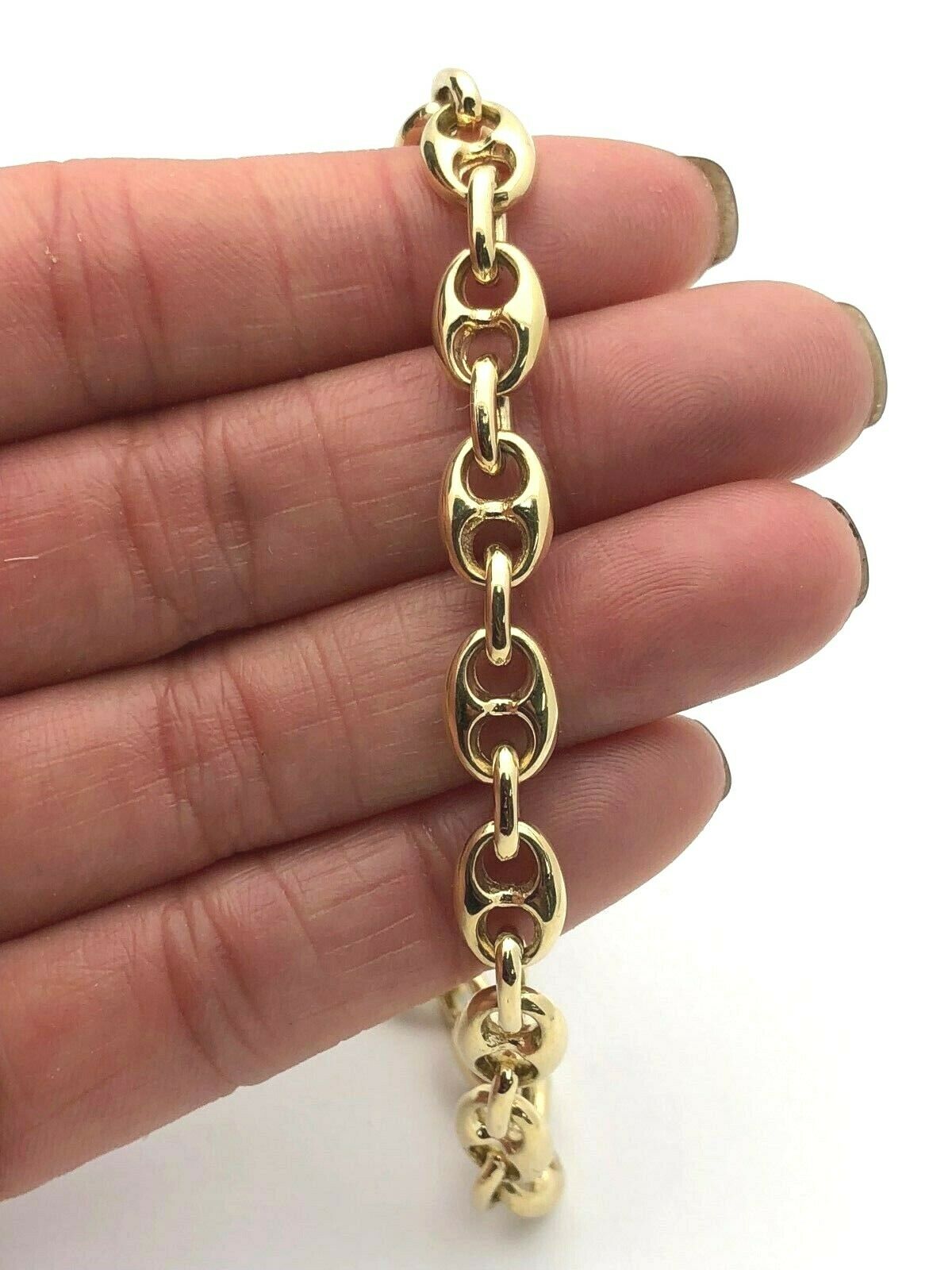 14k Yellow Gold Solid Puffy Mariner Gucci Link Bracelet 8.5" 7.5mm 26.5 grams - Yellow,85"