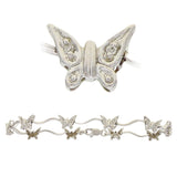 10k White Gold Diamond Accent Fluttering Butterfly Bar Link Tennis Bracelet