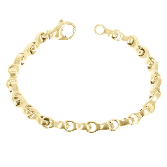 10k Yellow Gold Solid Handmade Fashion Link Bracelet 7