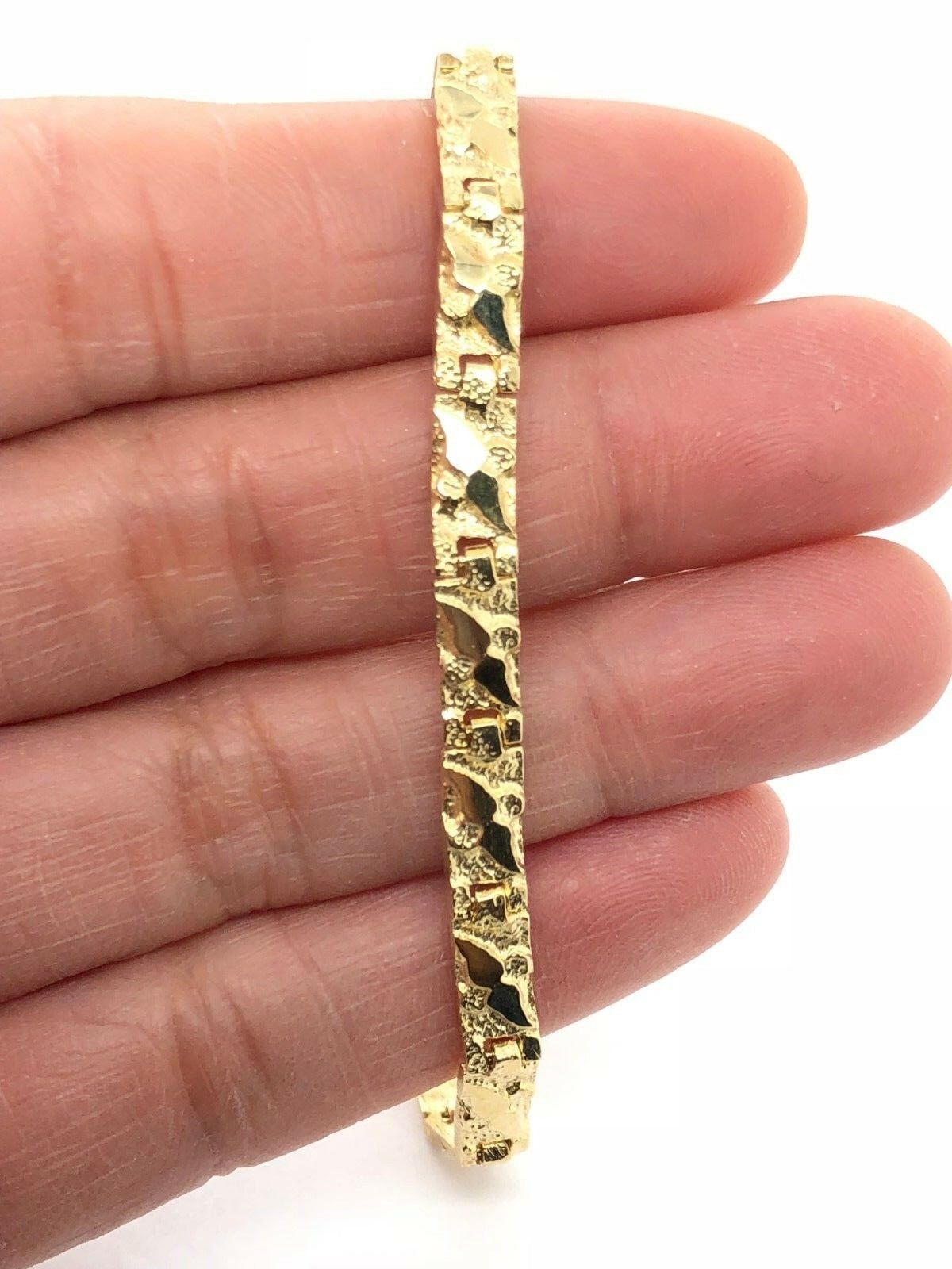 10k Yellow Gold Solid Nugget Bracelet 7"- 7.5" 4.75mm 8.5 grams - 7.5"