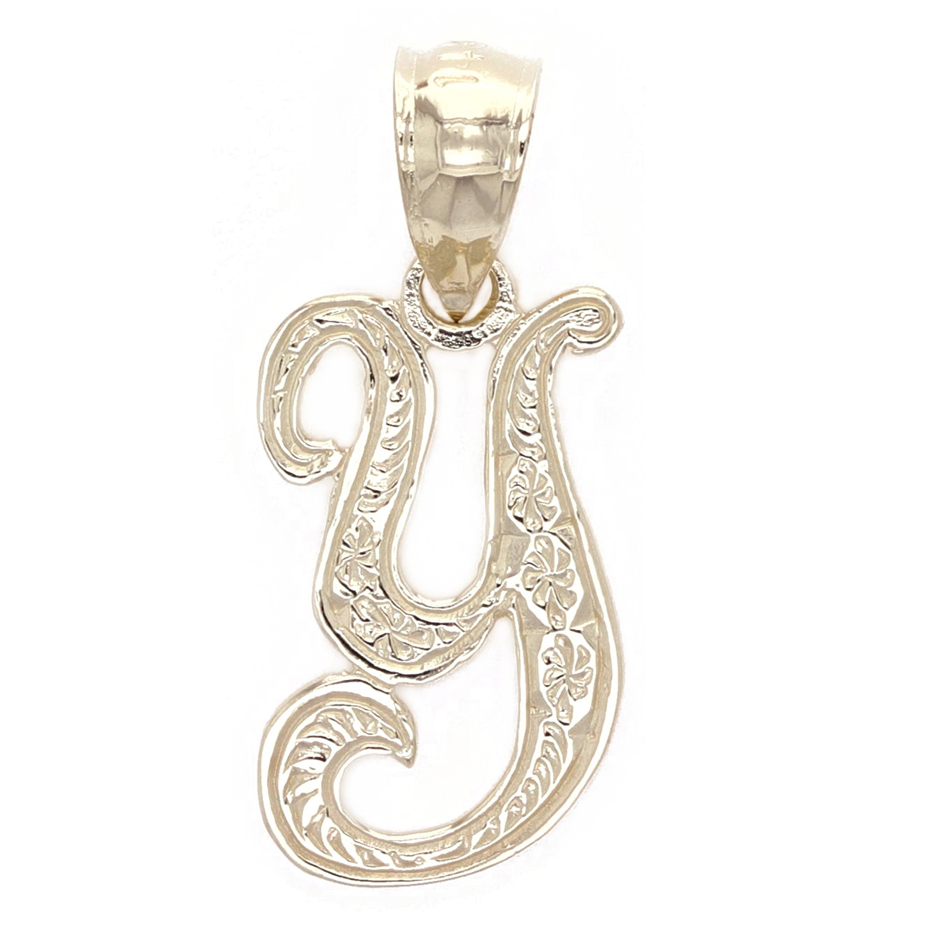 14k Yellow Gold Initial Letter Y Alphabet Charm Pendant - Letter Y,Yellow