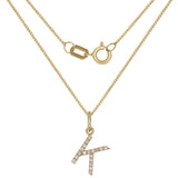 14k Yellow Gold Diamond Initial Letter K Charm Pendant Necklace 18" - Letter K,Yellow